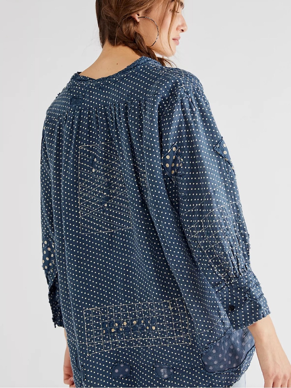 Magnolia Pearl Indigo Polka Dot Henry Top 926 Charlie OS NWOT - Picture 3 of 16